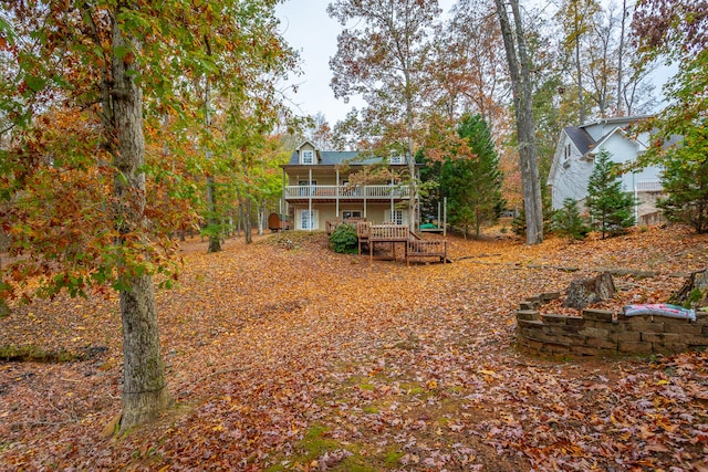 view of yard with a deck