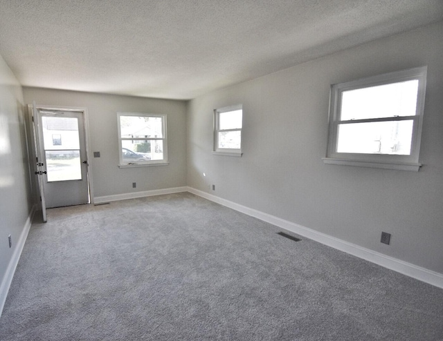 empty room featuring carpet flooring and a textured ceiling