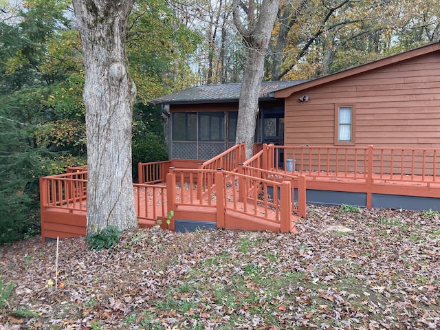 134 Old Spring Rd, Rising Fawn, GA 30738 - wooden terrace featuring a sunroom
