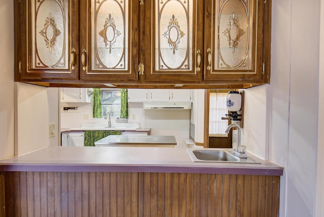 134 Old Spring Rd, Rising Fawn, GA 30738 - kitchen featuring a sink, light countertops, white cabinetry, and a peninsula