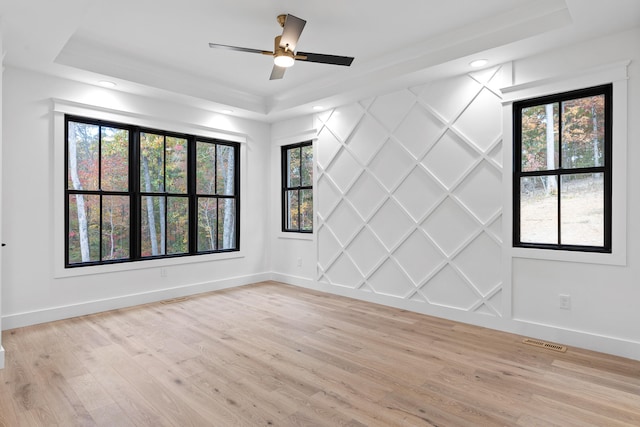 unfurnished room with a wealth of natural light and a raised ceiling