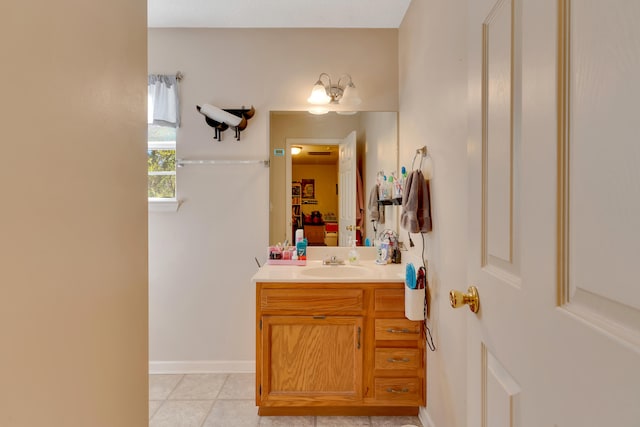 bathroom featuring vanity and tile patterned flooring