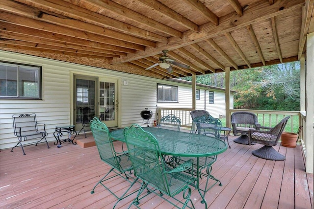 deck featuring ceiling fan