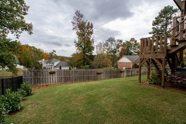 view of yard with a fenced backyard