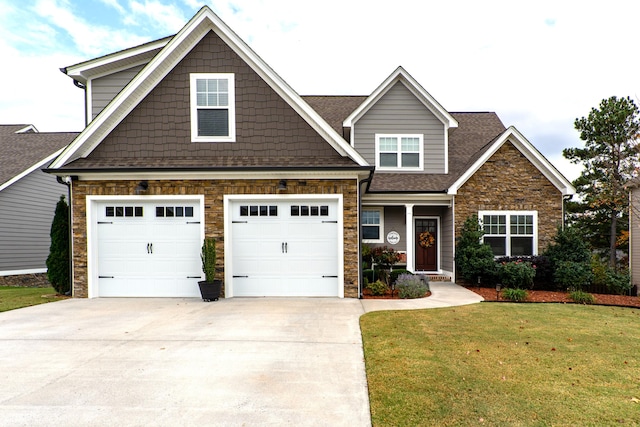 craftsman-style house with a garage and a front yard