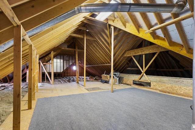 view of unfinished attic