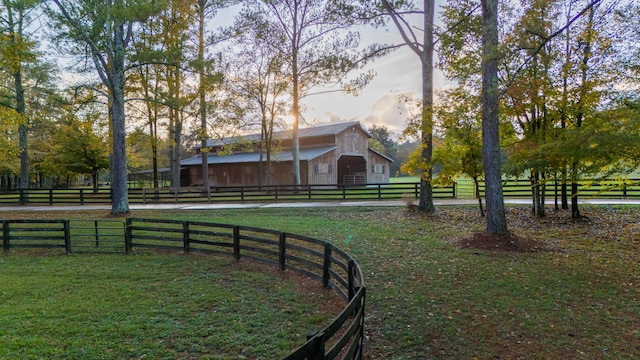 exterior space featuring a lawn