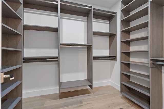 walk in closet featuring light hardwood / wood-style flooring