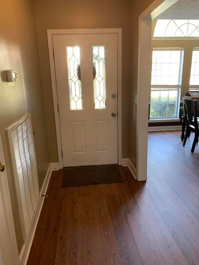 entrance foyer featuring dark hardwood / wood-style flooring