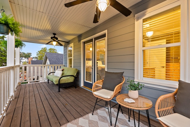 deck featuring ceiling fan