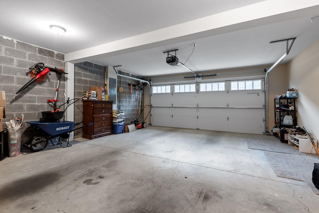 garage with a garage door opener