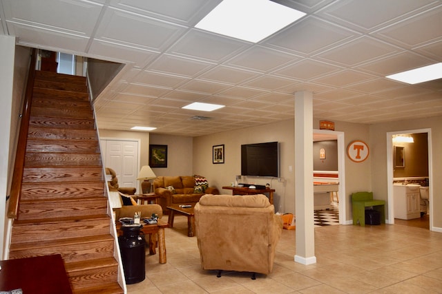 view of tiled living room