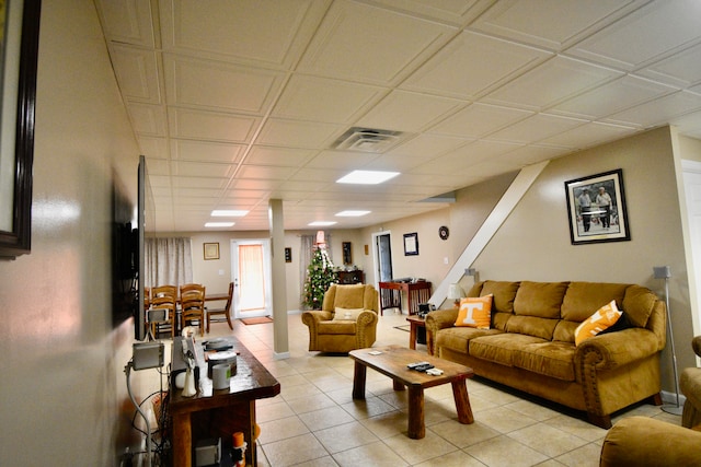 view of tiled living room