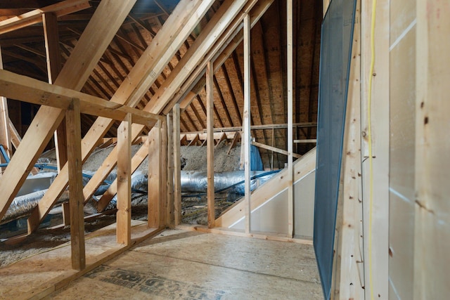 view of unfinished attic