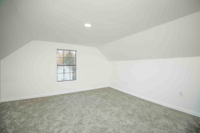 additional living space with lofted ceiling and carpet flooring