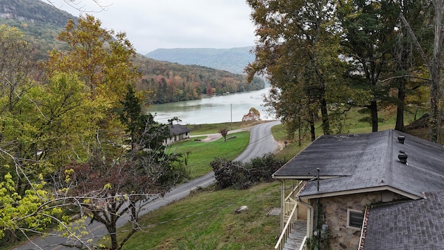 exterior space featuring a mountain view