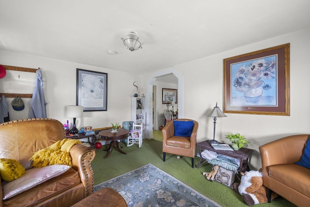 living room with carpet floors