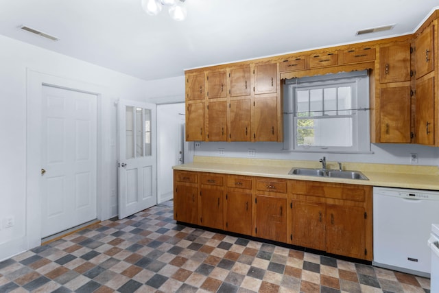 kitchen with sink and white dishwasher