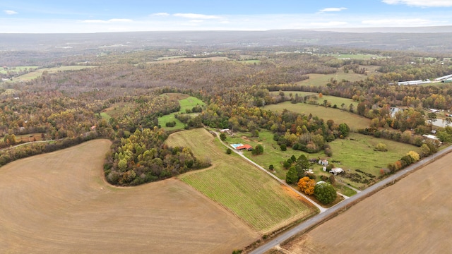 drone / aerial view featuring a rural view