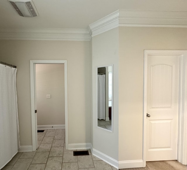 hallway with crown molding