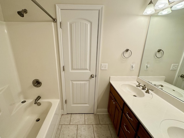 bathroom featuring vanity and tub / shower combination