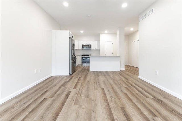 unfurnished living room featuring light hardwood / wood-style floors