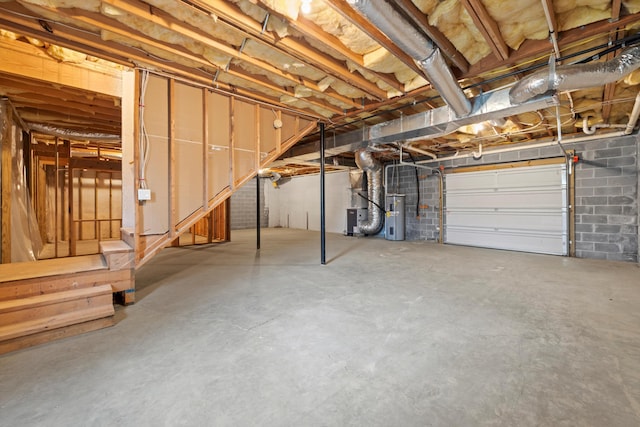 basement with water heater