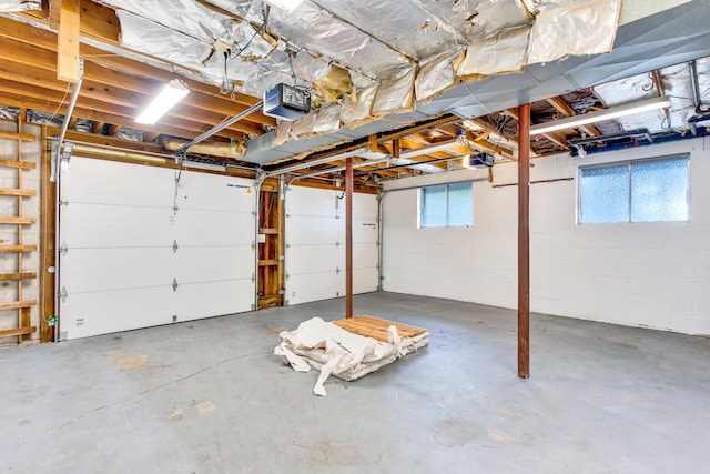 garage with a garage door opener