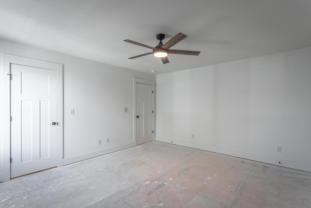 unfurnished room featuring ceiling fan