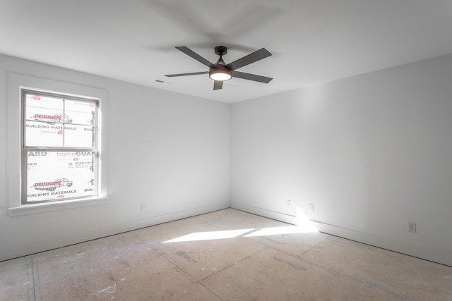 unfurnished room featuring ceiling fan