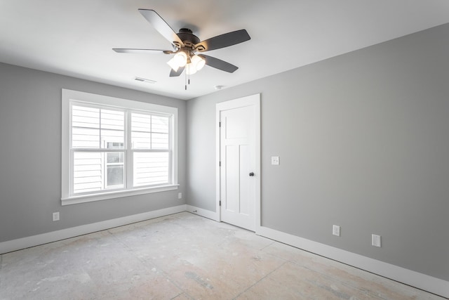 unfurnished room featuring ceiling fan