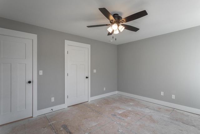 unfurnished bedroom with ceiling fan