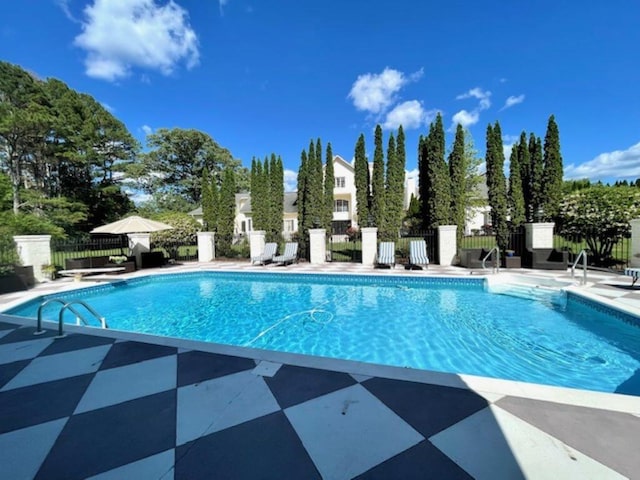 view of pool featuring a patio