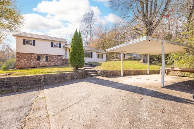 exterior space featuring a carport