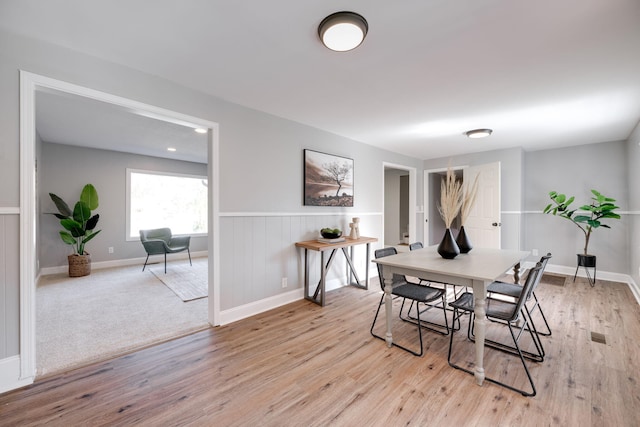 dining area featuring light hardwood / wood-style flooring