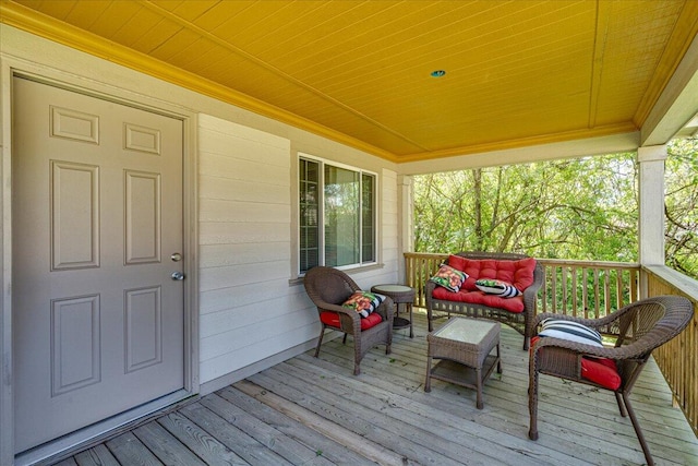 wooden deck featuring a porch