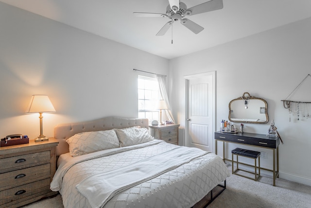 bedroom with carpet flooring and ceiling fan