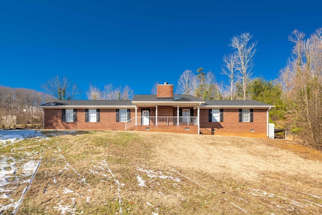 ranch-style home with covered porch