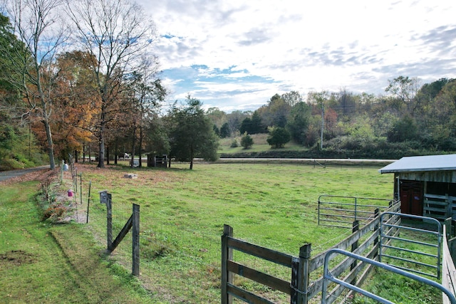 view of yard with a rural view