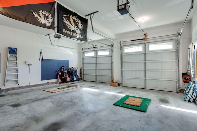 garage with a garage door opener