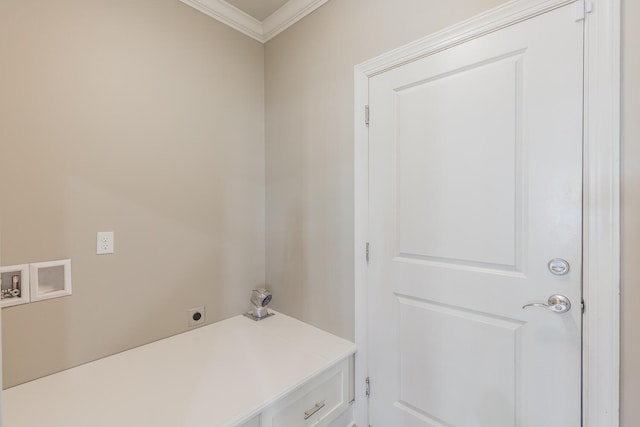 laundry room featuring washer hookup, ornamental molding, and electric dryer hookup