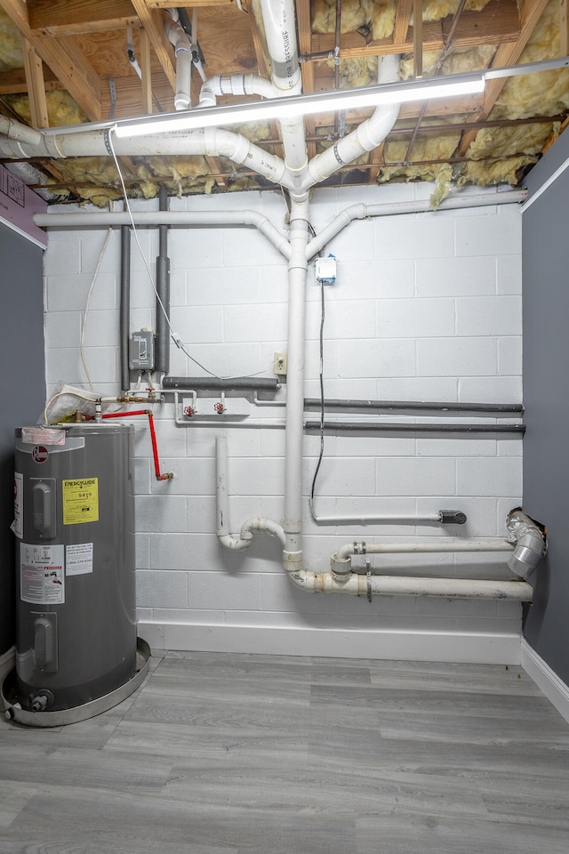 utility room with water heater