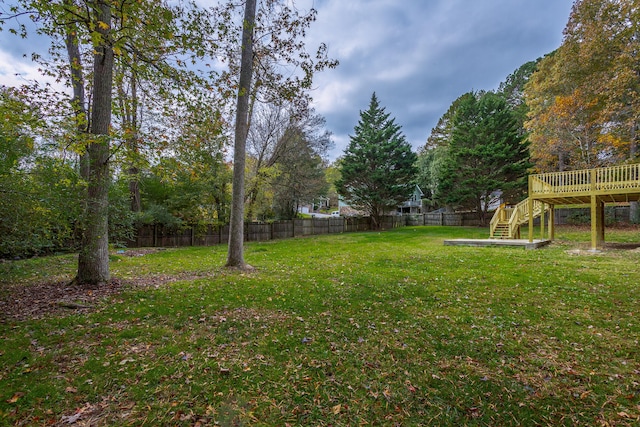 view of yard featuring a deck