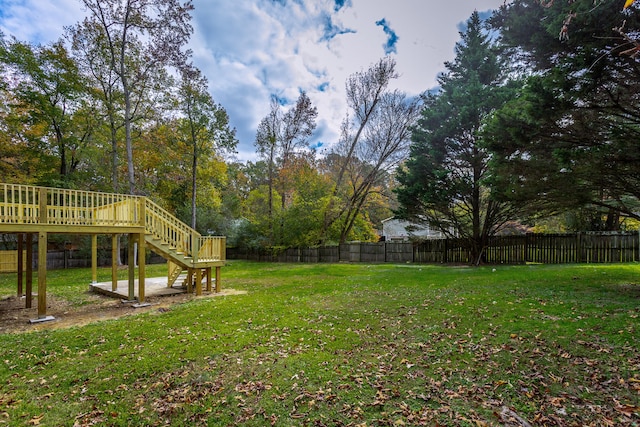 view of yard featuring a deck