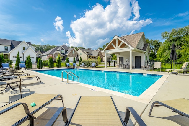 view of pool featuring a patio area