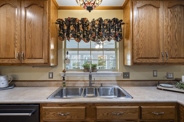 145 County Road 573, Englewood, TN 37329 - kitchen featuring dishwashing machine, brown cabinets, and light countertops