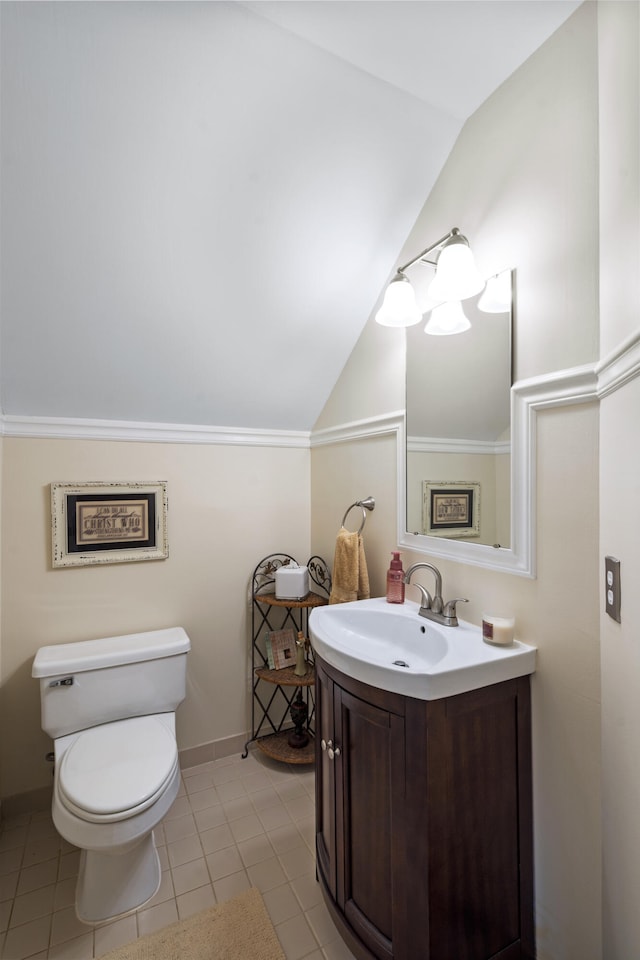 145 County Road 573, Englewood, TN 37329 - bathroom with vaulted ceiling, vanity, and tile patterned floors