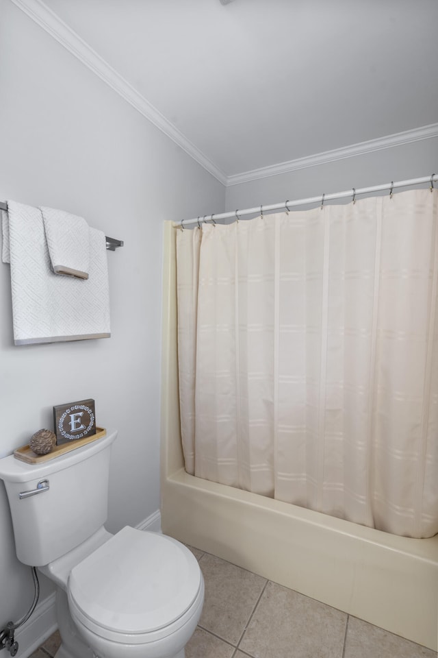 145 County Road 573, Englewood, TN 37329 - bathroom with shower / bath combo with shower curtain, ornamental molding, and tile patterned floors