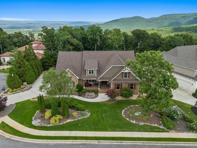 aerial view with a mountain view