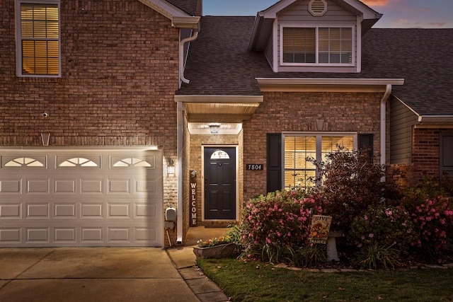 view of front of house with a garage